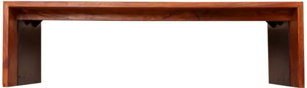 53 Inch Acacia Wood Coffee Table, Horizontal Split Design, Live Edge, Oak, Black