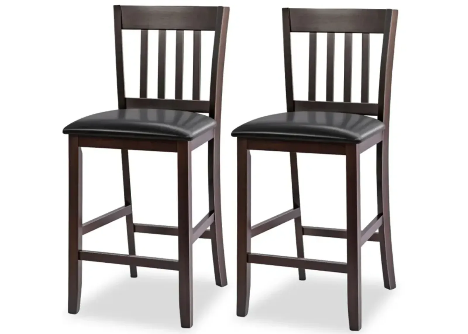 Hivvago 25 Inches Set of 2 Bar Stools with Rubber Wood Legs