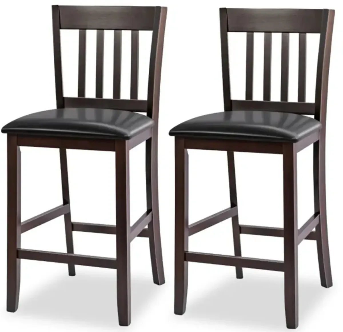 Hivvago 25 Inches Set of 2 Bar Stools with Rubber Wood Legs