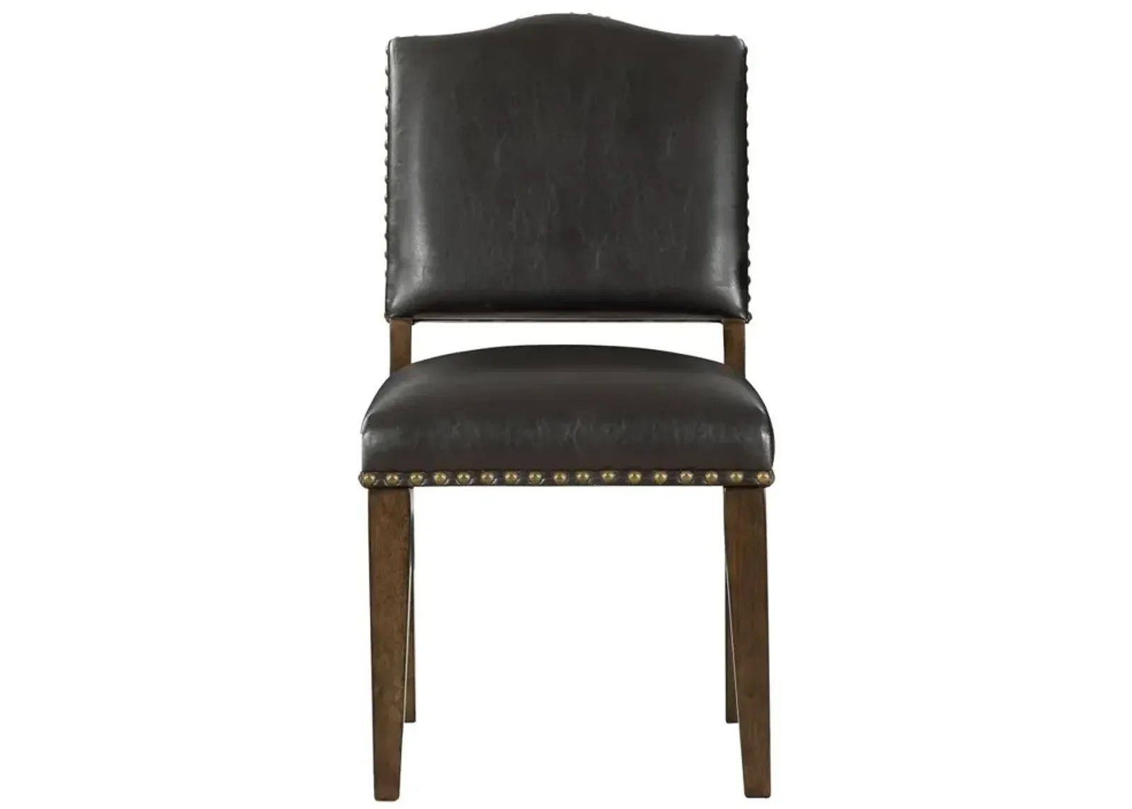 Denver Brown Faux Leather Dining Chair with Nail Heads - Set of 2