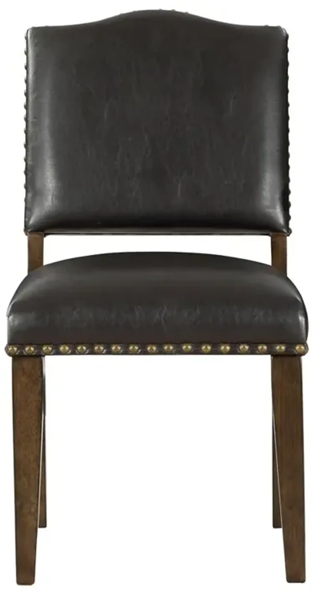 Denver Brown Faux Leather Dining Chair with Nail Heads - Set of 2