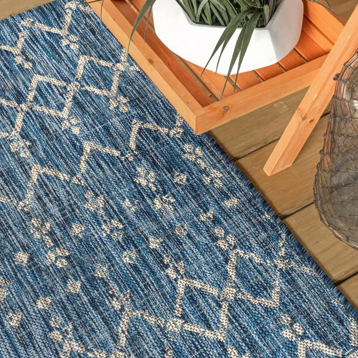 Ourika Moroccan Geometric Textured Weave Indoor/Outdoor Runner Rug