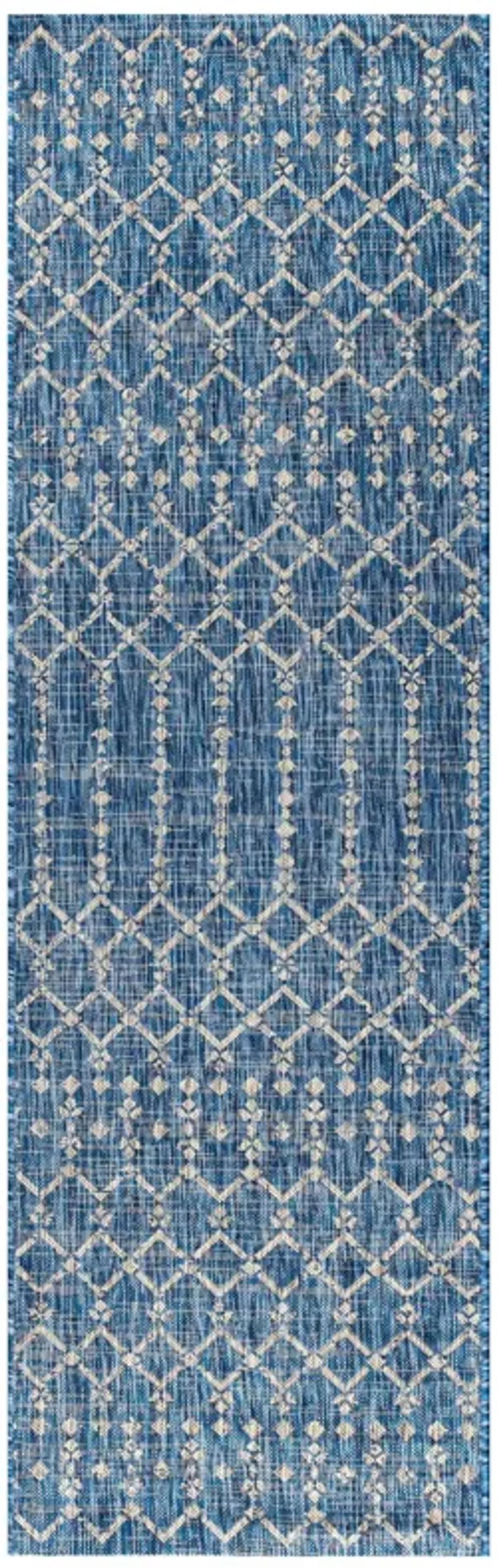 Ourika Moroccan Geometric Textured Weave Indoor/Outdoor Runner Rug