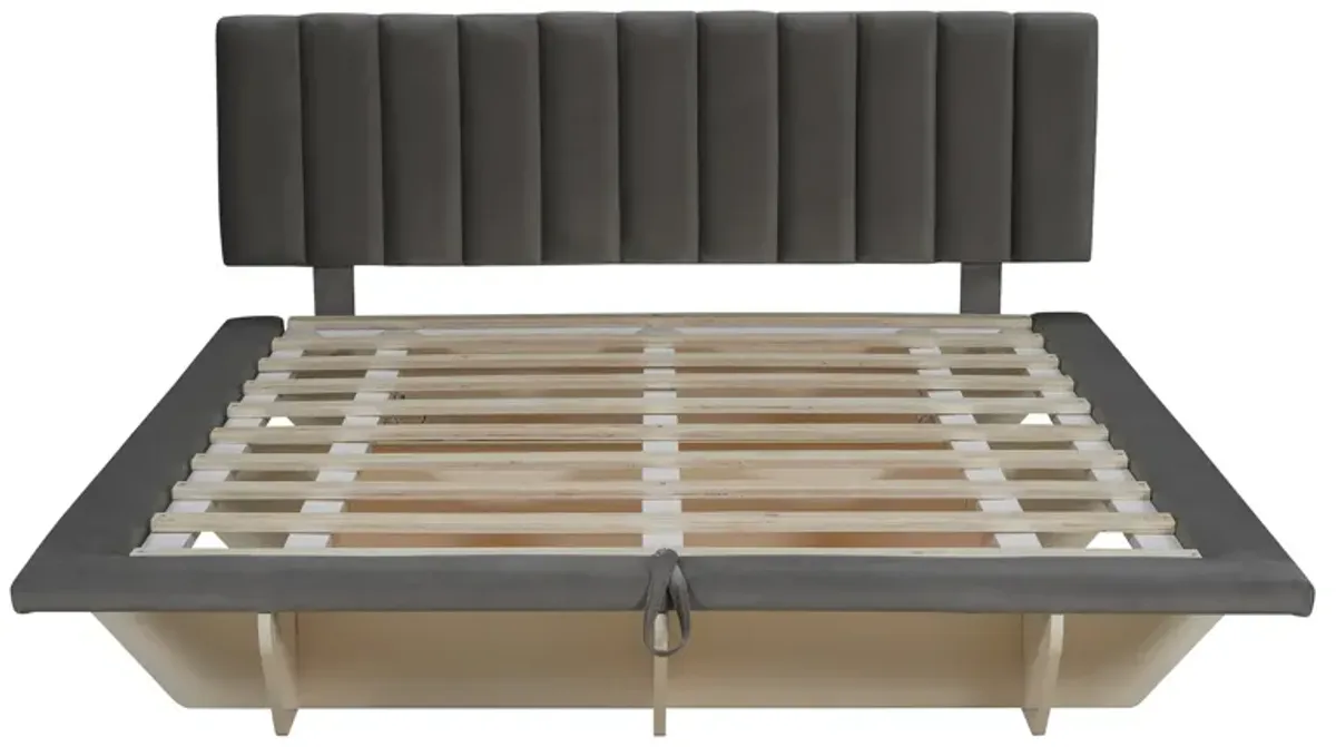 Merax Floating  Platform Bed with LED Light  and USB Port