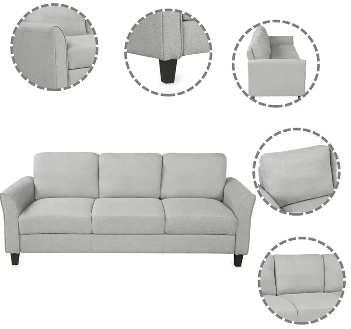 3-Seat Sofa Living Room Linen Fabric