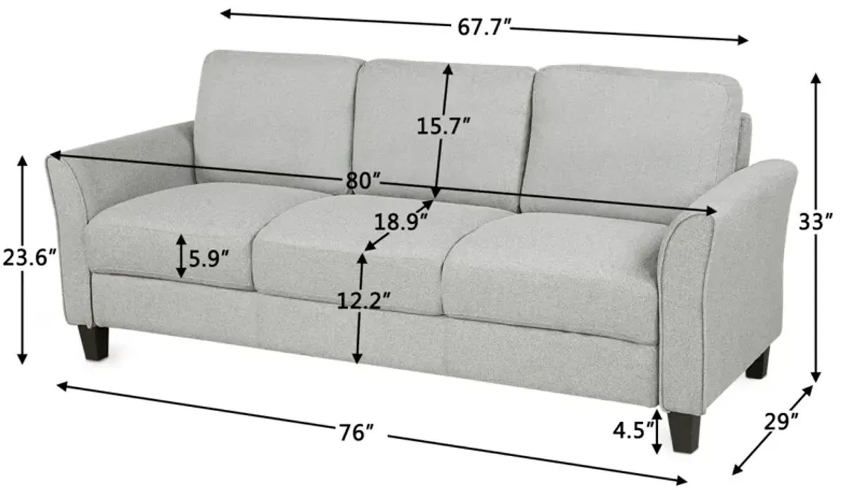 3-Seat Sofa Living Room Linen Fabric