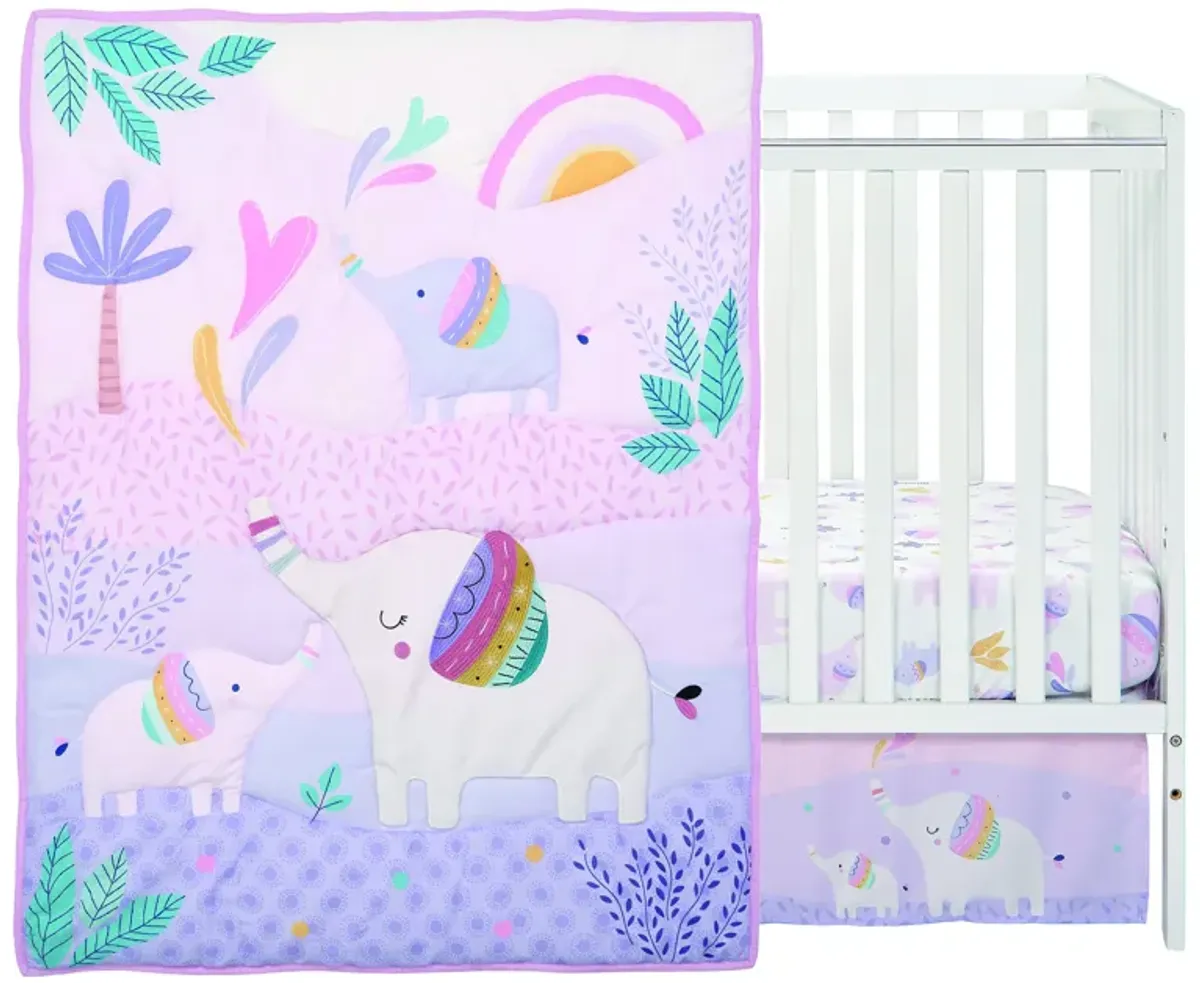 Bedtime Originals Elephant Dreams 3-Piece Pink Nursery Baby Crib Bedding Set