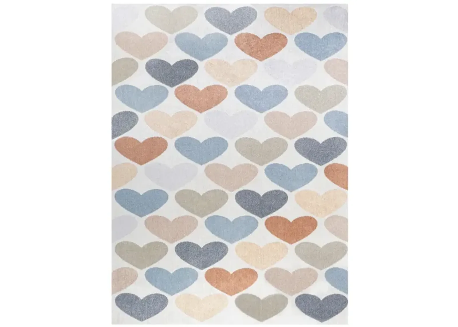 Dila Modern Hearts Geometric Machine Washable Area Rug