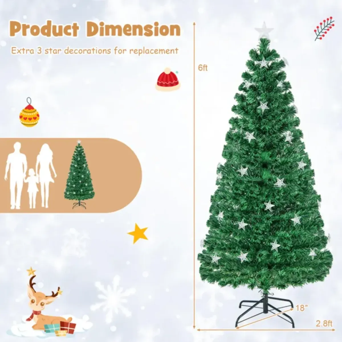 Hivvago Prelit Fiber Optic Christmas Tree with Warm White Lights