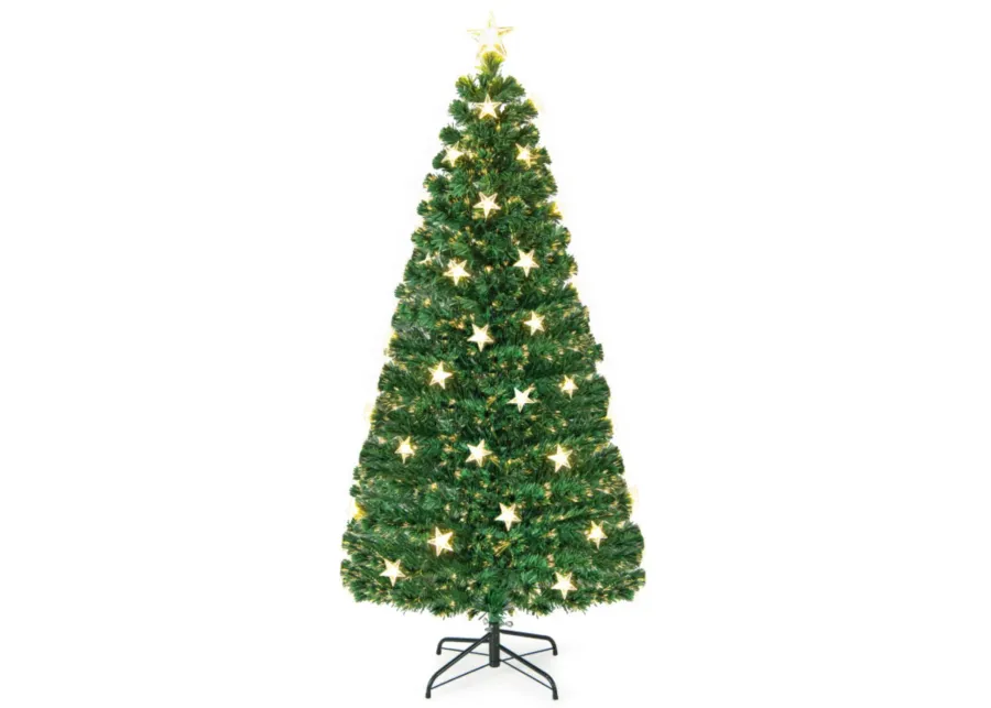 Hivvago Prelit Fiber Optic Christmas Tree with Warm White Lights