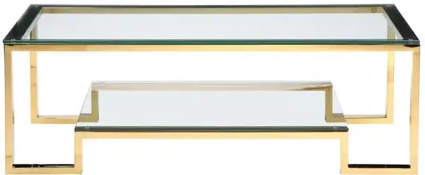 90210 Furniture Laurence Coffee Table Long High Polish Gold