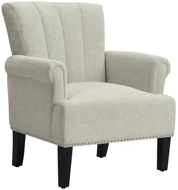 Gewnee  Polyester Armchair Club Chair with Rivet Tufted Scroll Arm, Gray