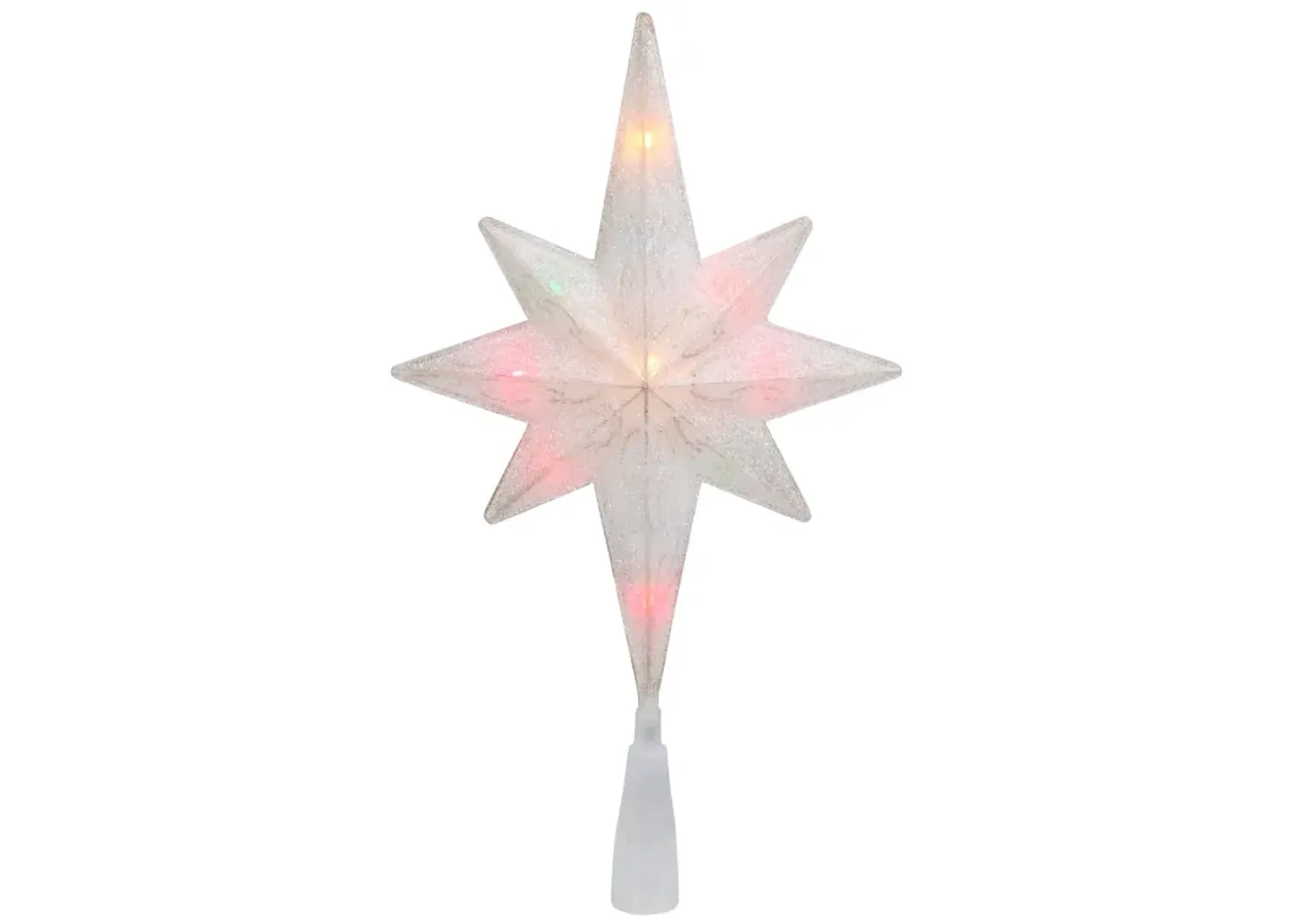 11" White Frosted Bethlehem Star with Gold Scrolling Christmas Tree Topper - Multi Lights