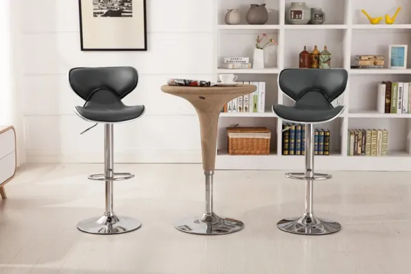 Streamdale Airlift Swivel Barstools with Chrome Base (Set of 2, Gray)