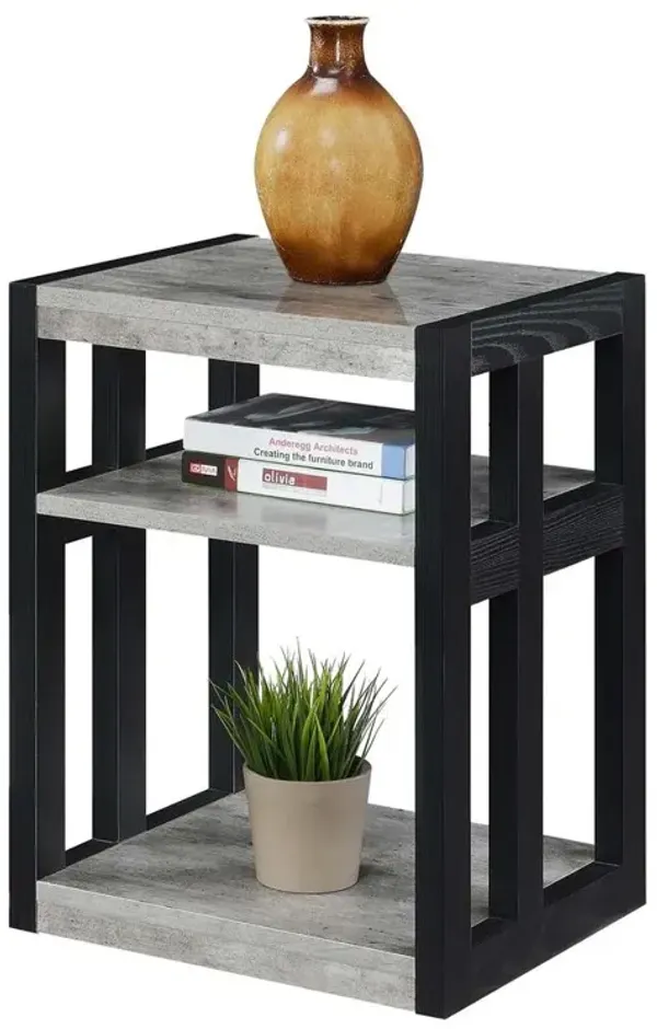Convenience Concepts Monterey End Table with Shelves, Faux Birch/Black