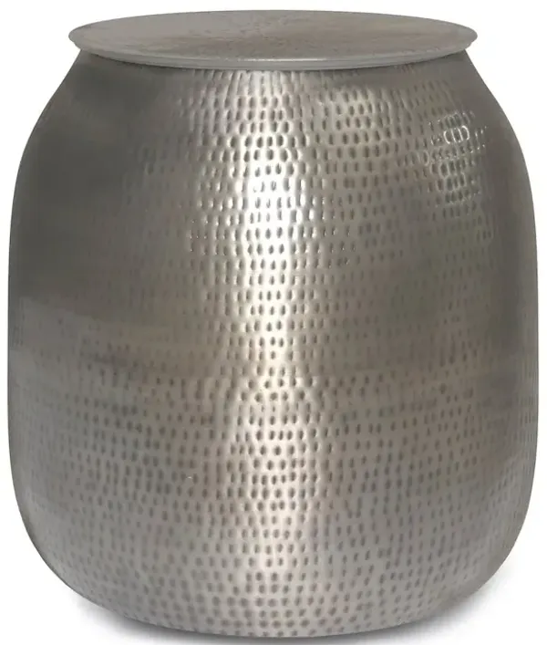 Simpli Home Griffen Metal Storage Accent Table In Antique Silver