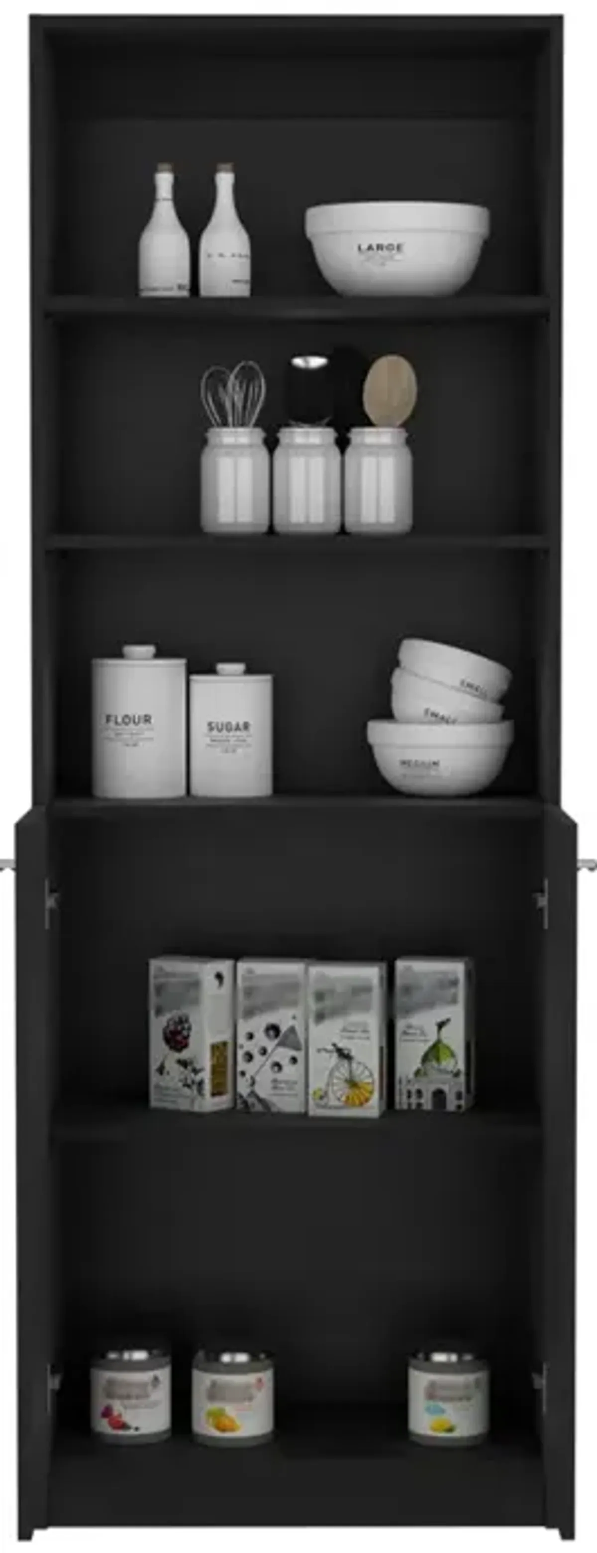 Bookcase Dual-Door Benzoni, Office, Black