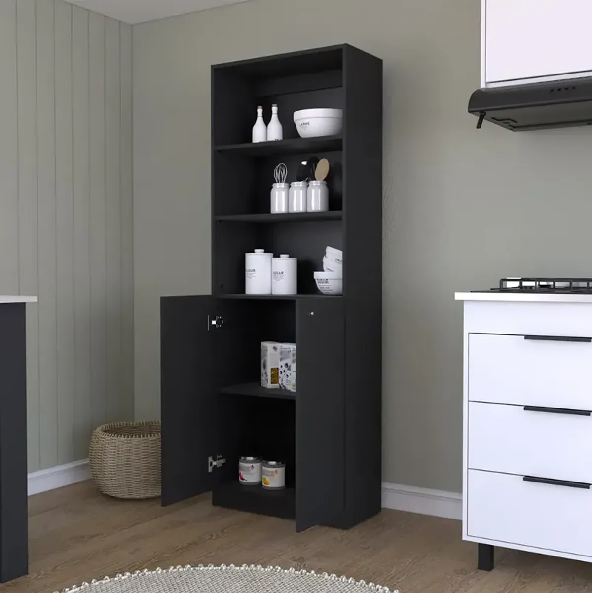 Bookcase Dual-Door Benzoni, Office, Black