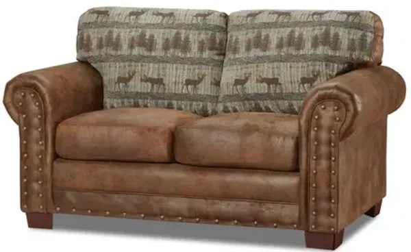 American Furniture Classics Deer Teal Lodge Tapestry Loveseat