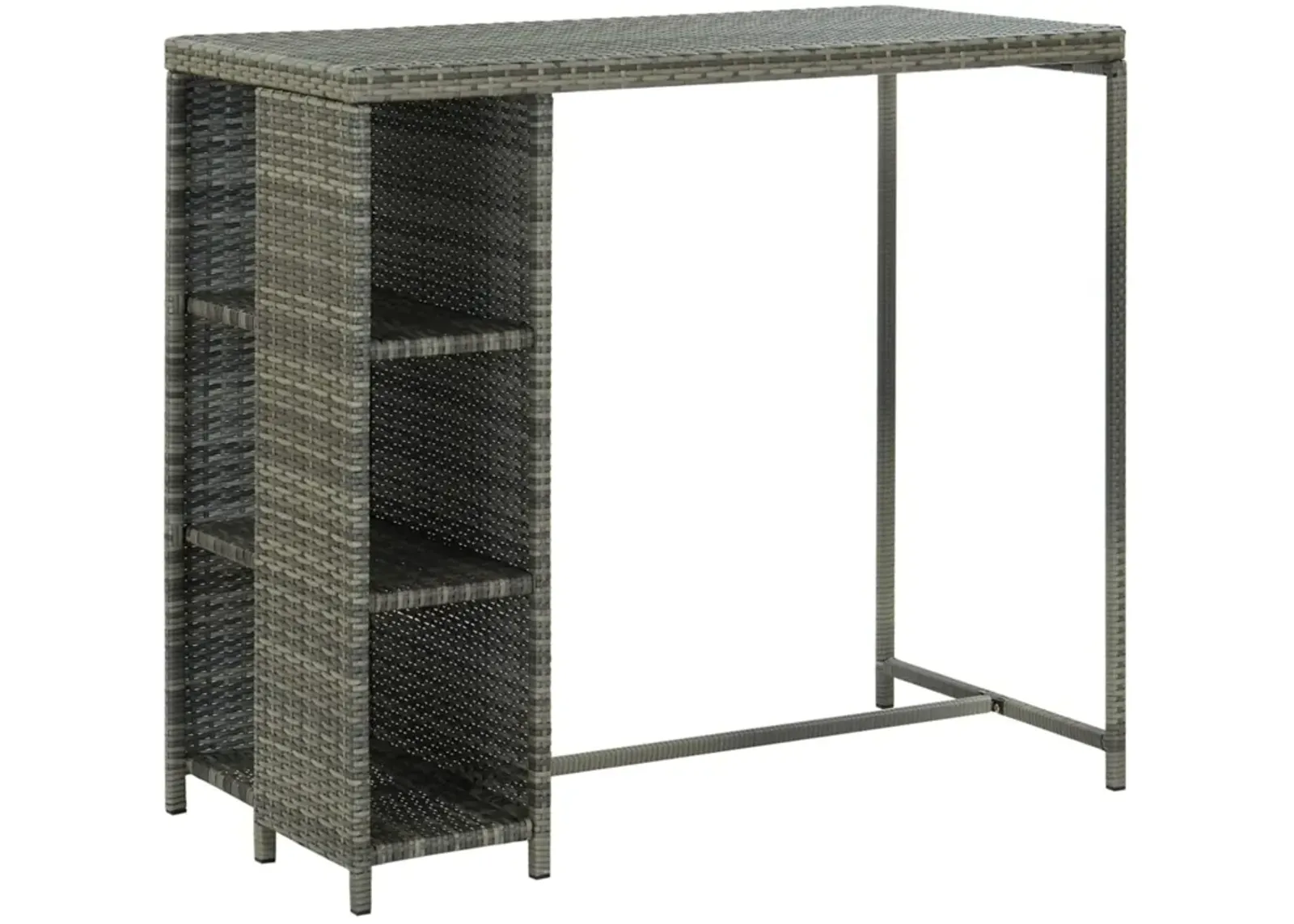 vidaXL Bar Table with Storage Rack Gray 47.2"x23.6"x43.3" Poly Rattan