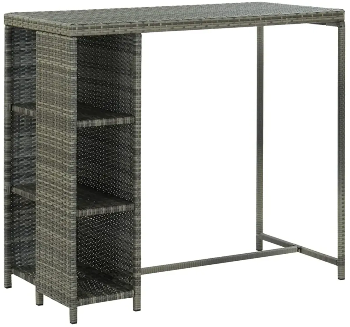 vidaXL Bar Table with Storage Rack Gray 47.2"x23.6"x43.3" Poly Rattan