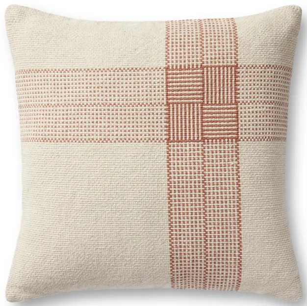 Wells PMH0041 Cream/Terracotta 22''x22'' Cover Only by Magnolia Home by Joanna Gaines x Loloi