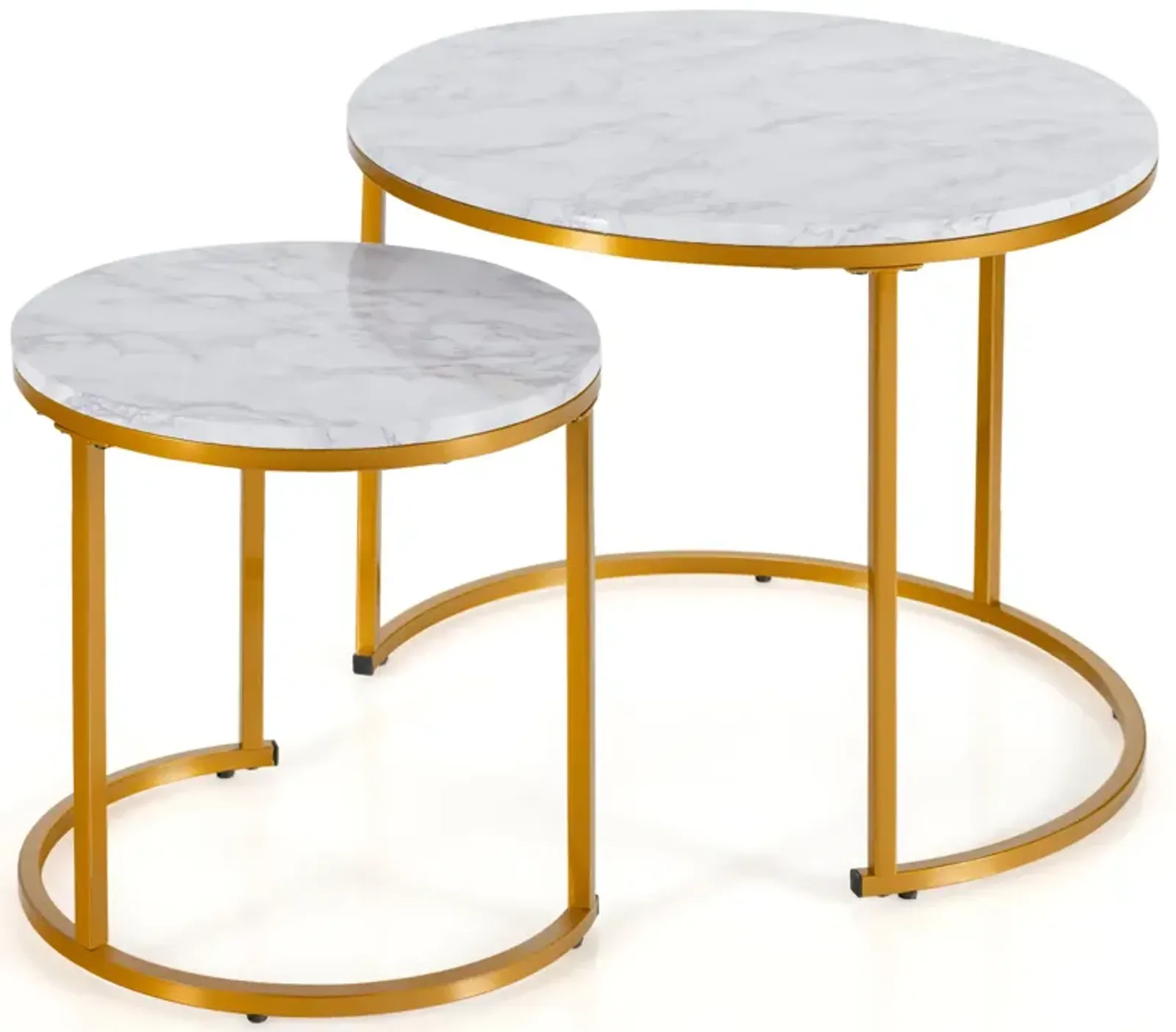 Set of 2 Modern Round Stacking Nesting Coffee Tables for Living Room