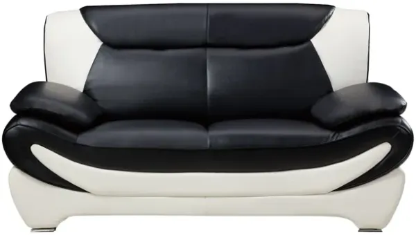 AE209 MODERN BLACK AND WHITE FAUX LEATHER WITH LEATHER MATCH LOVESEAT
