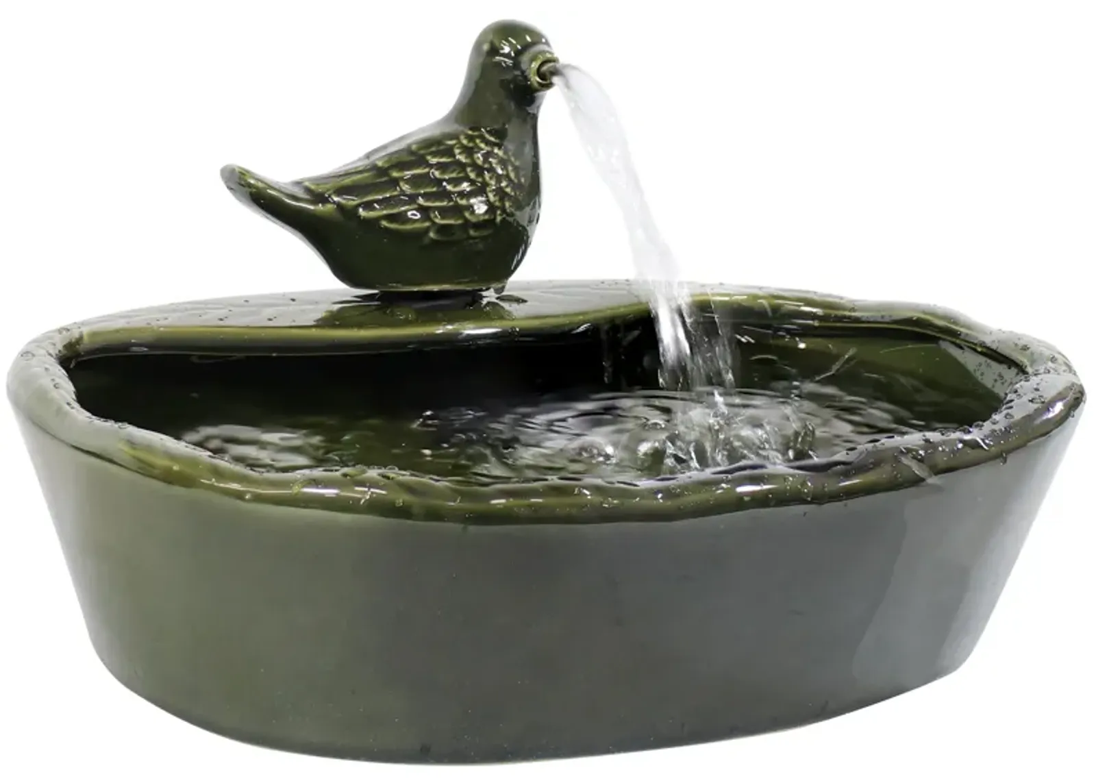 Sunnydaze Dove Glazed Ceramic Outdoor Solar Water Fountain - 7 in