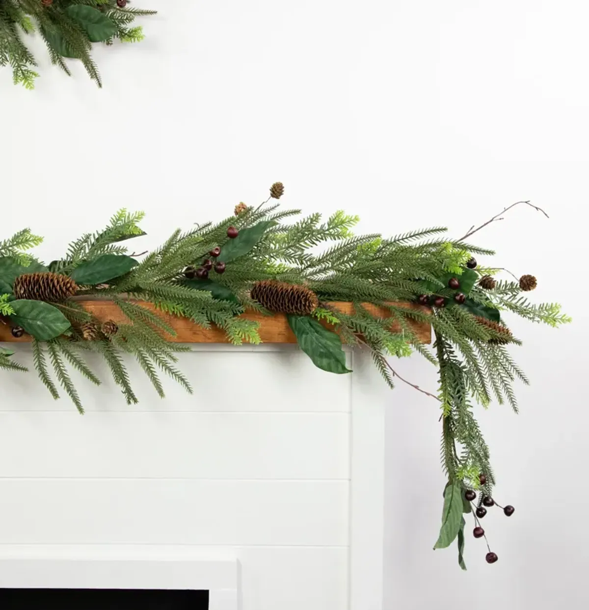 6' Mixed Foliage with Pine Cones and Berries Christmas Garland  Unlit