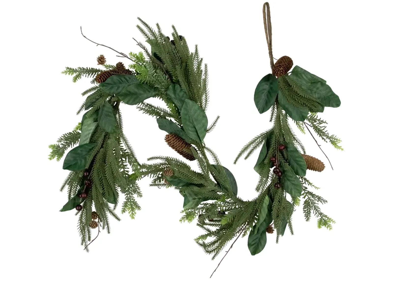 6' Mixed Foliage with Pine Cones and Berries Christmas Garland  Unlit