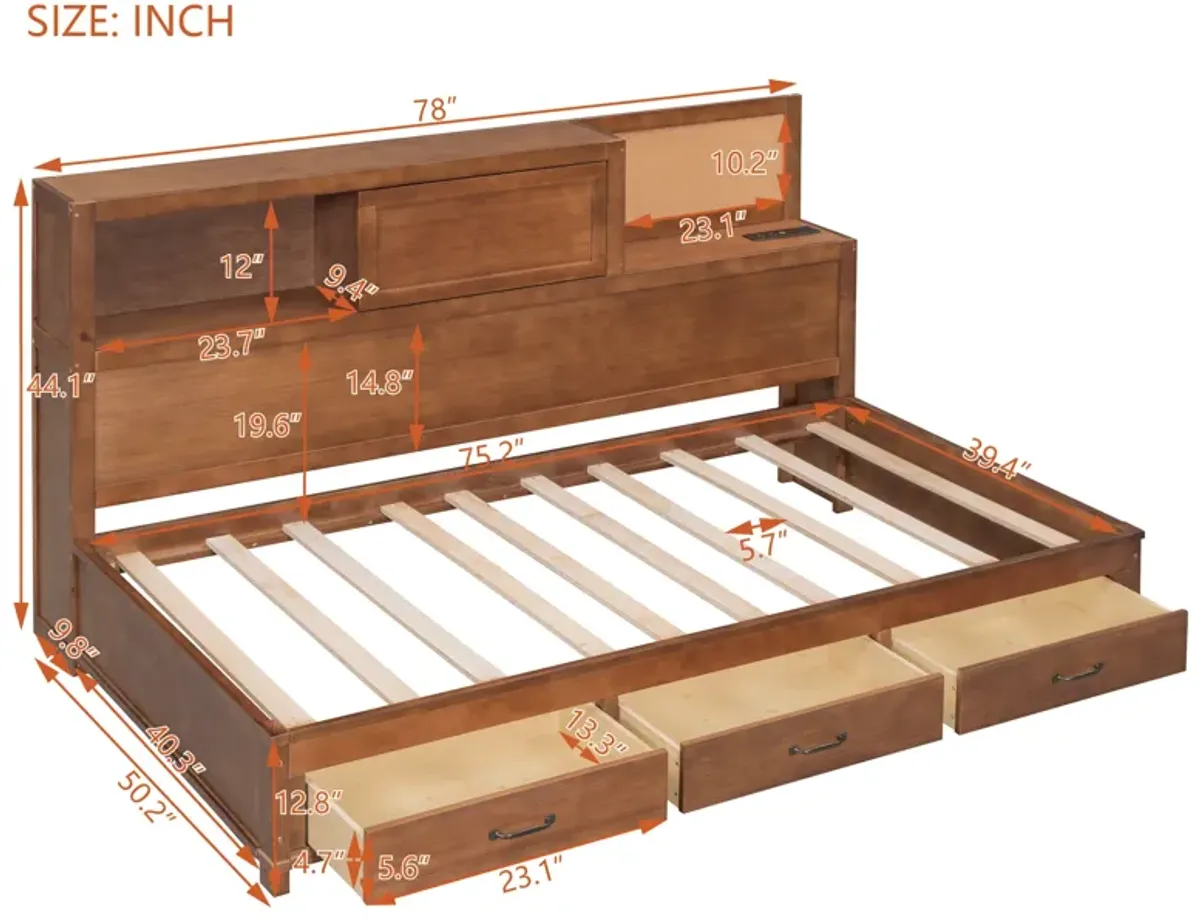 Merax Daybed Frame with 3 Storage Drawers