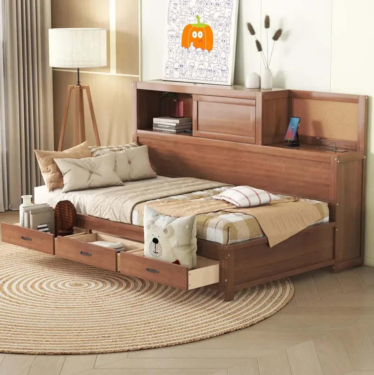 Merax Daybed Frame with 3 Storage Drawers