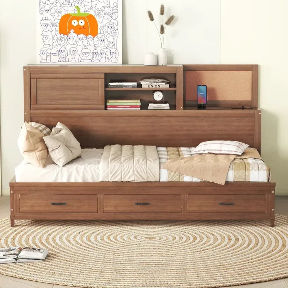 Merax Daybed Frame with 3 Storage Drawers