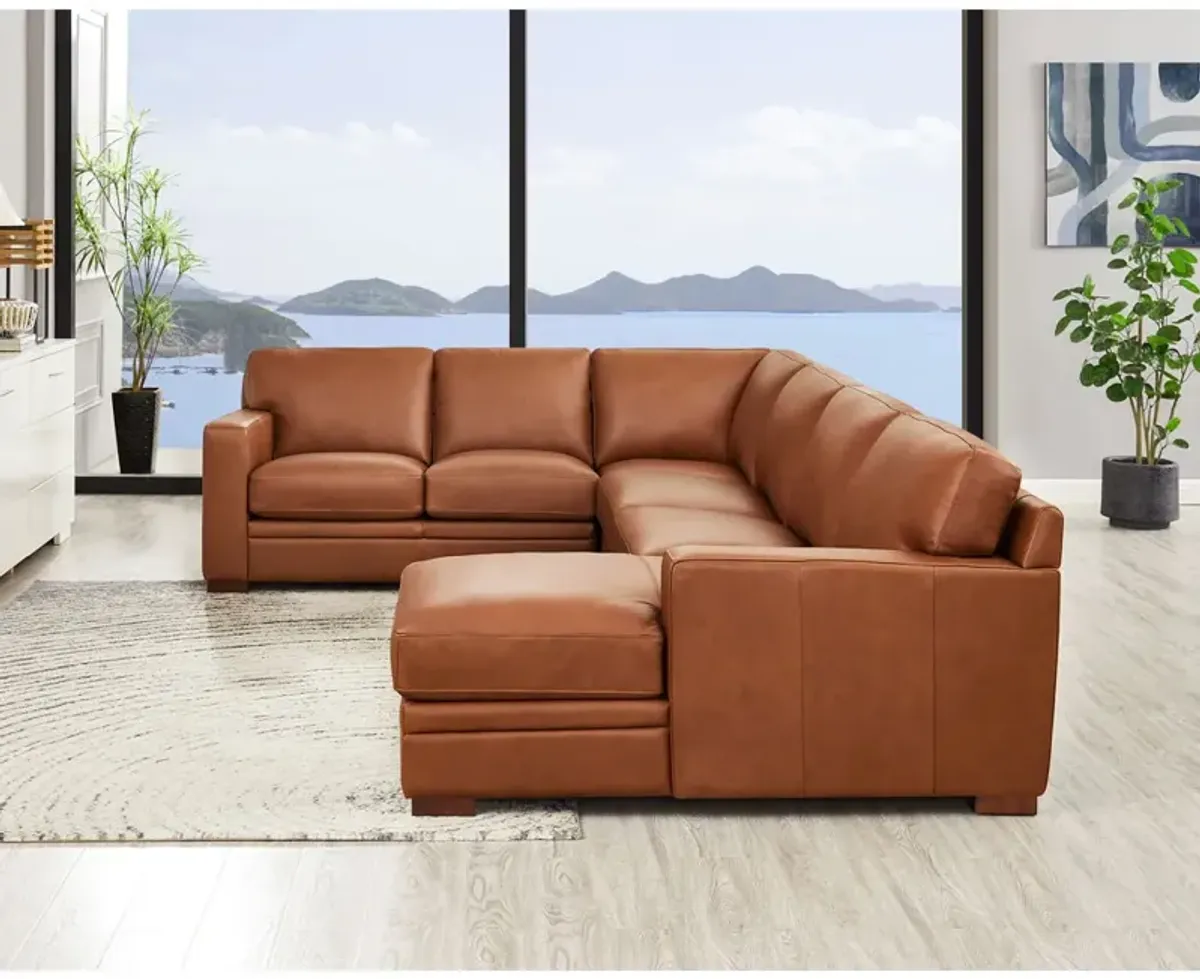 Dillon Top Grain Leather U-Shaped Sectional with Right Chaise