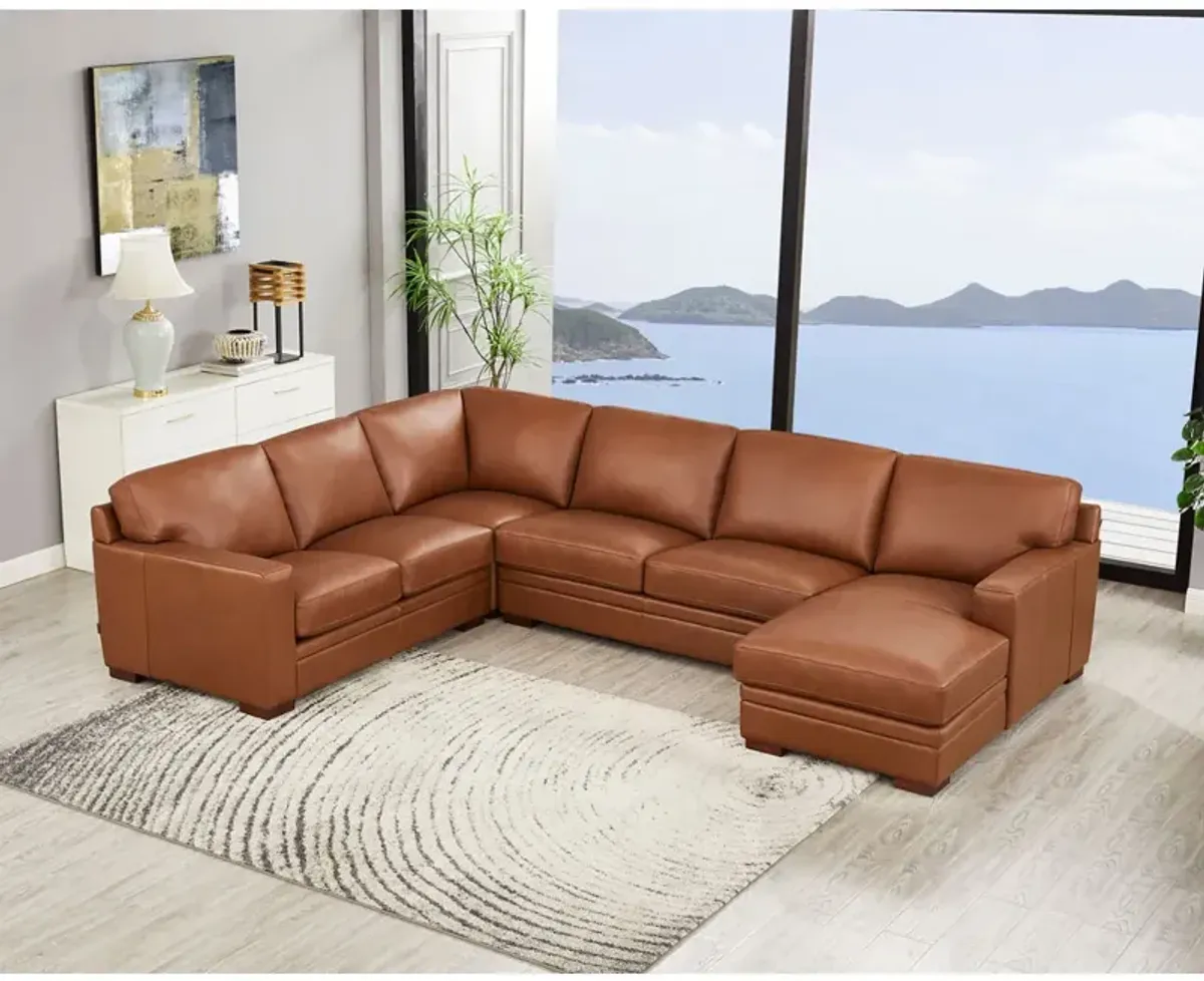 Dillon Top Grain Leather U-Shaped Sectional with Right Chaise