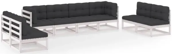 vidaXL 8 Piece Garden Lounge Set with Cushions Solid Pinewood
