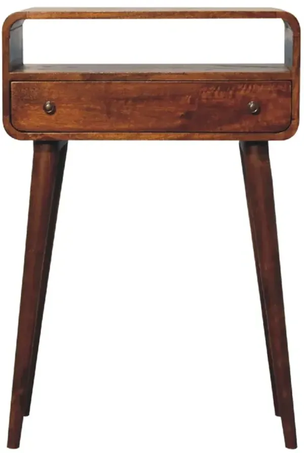 Artisan Furniture Solid Wood Chestnut Nordic Style One Drawer & One Open Slot Console Table