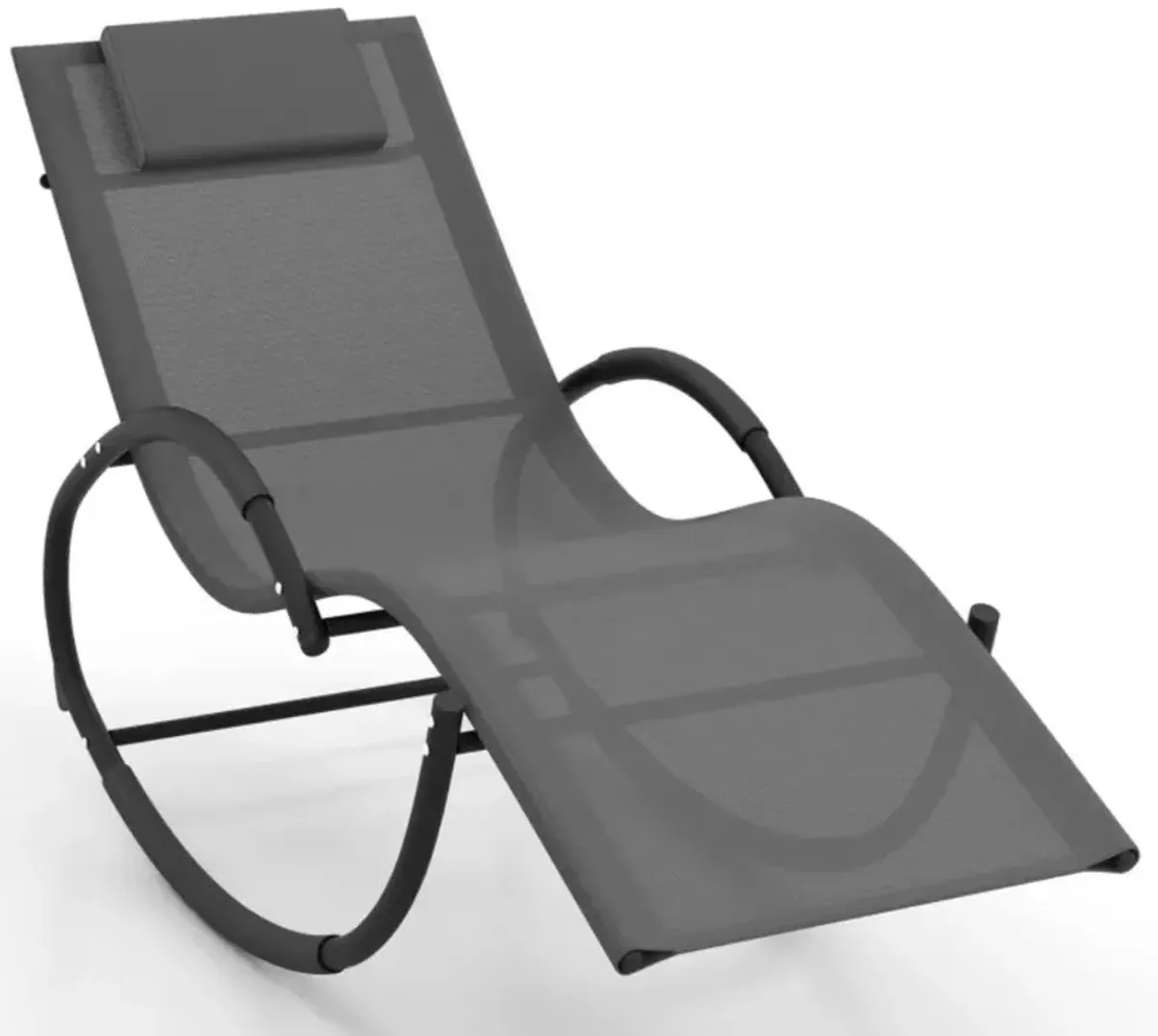 Hivvago Outdoor Rocking Lounge Chair with Removable Headrest