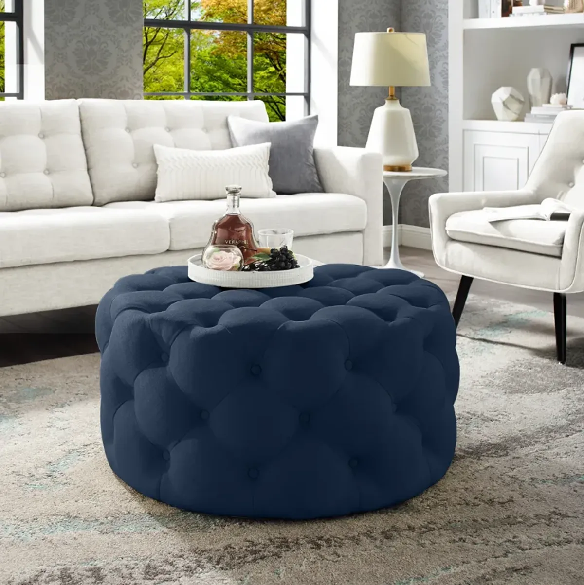 Inspired Home Chiara Cocktail Ottoman