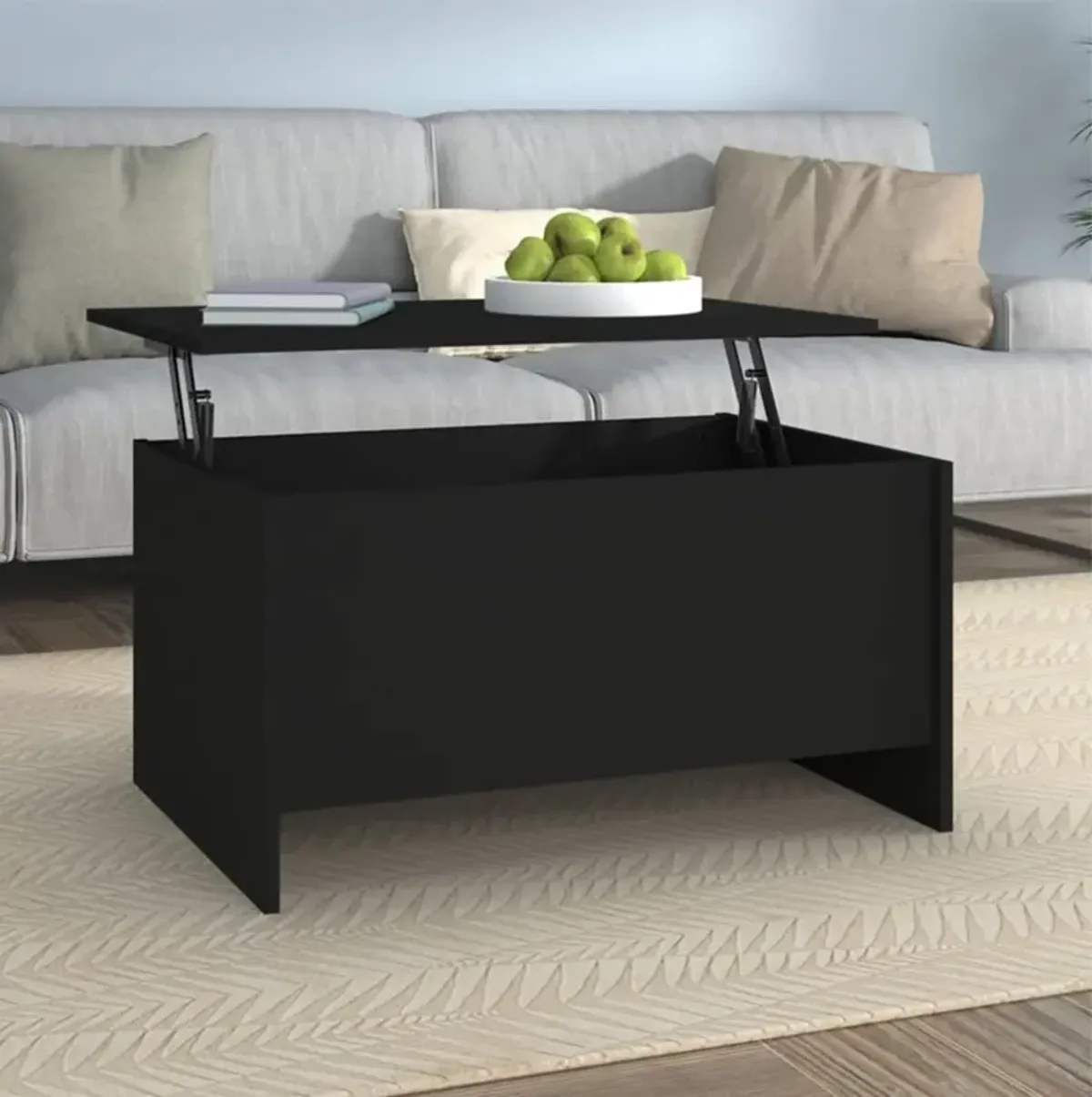 vidaXL Coffee Table Black 31.5"x21.9"x16.3" Engineered Wood