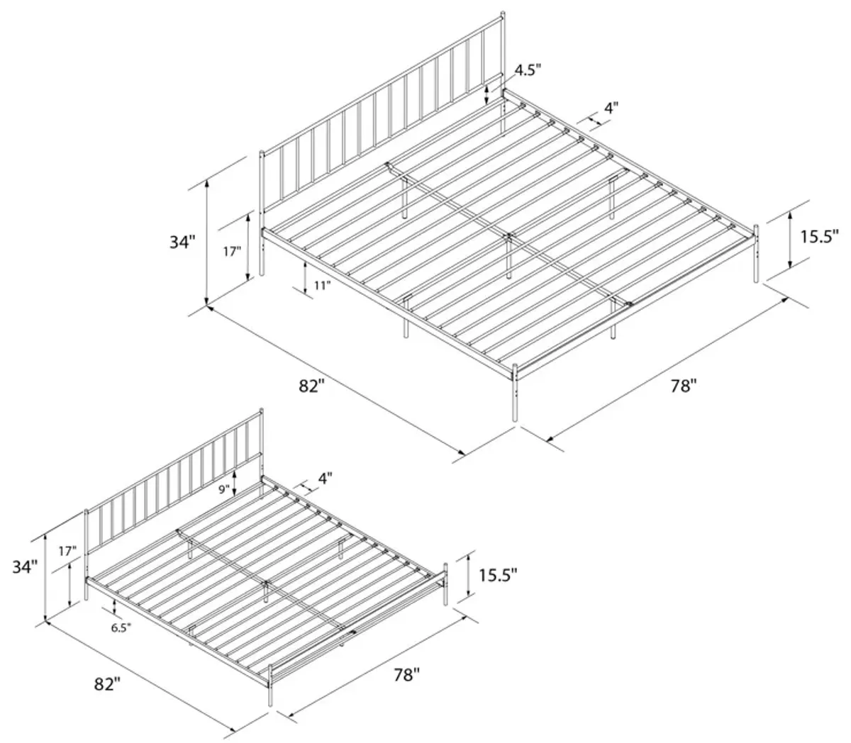 Ares Metal Bed, King, Black