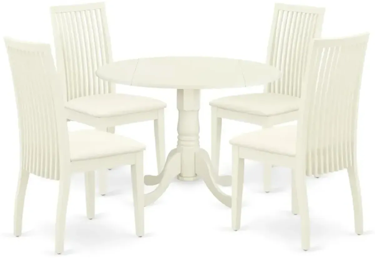 Dining Room Set Linen White, DLIP5-WHI-C