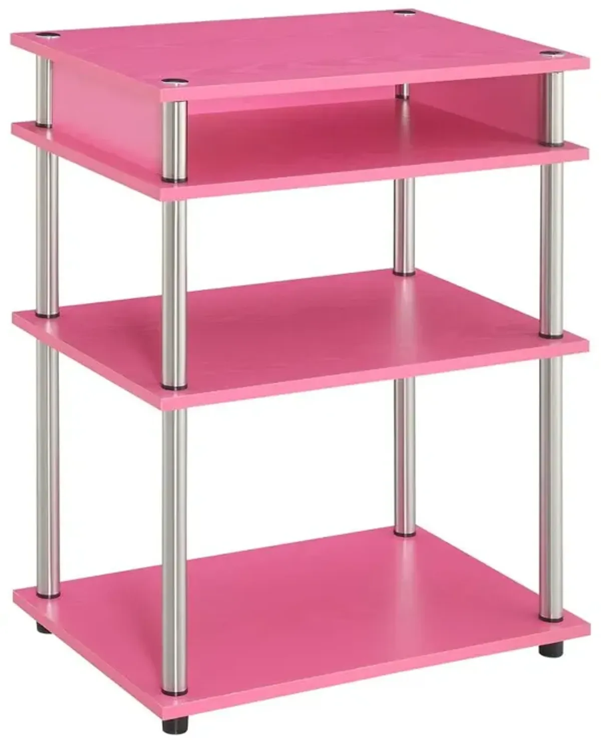 Convenience Concepts Designs2Go No Tools Printer Stand with Shelves, Pink