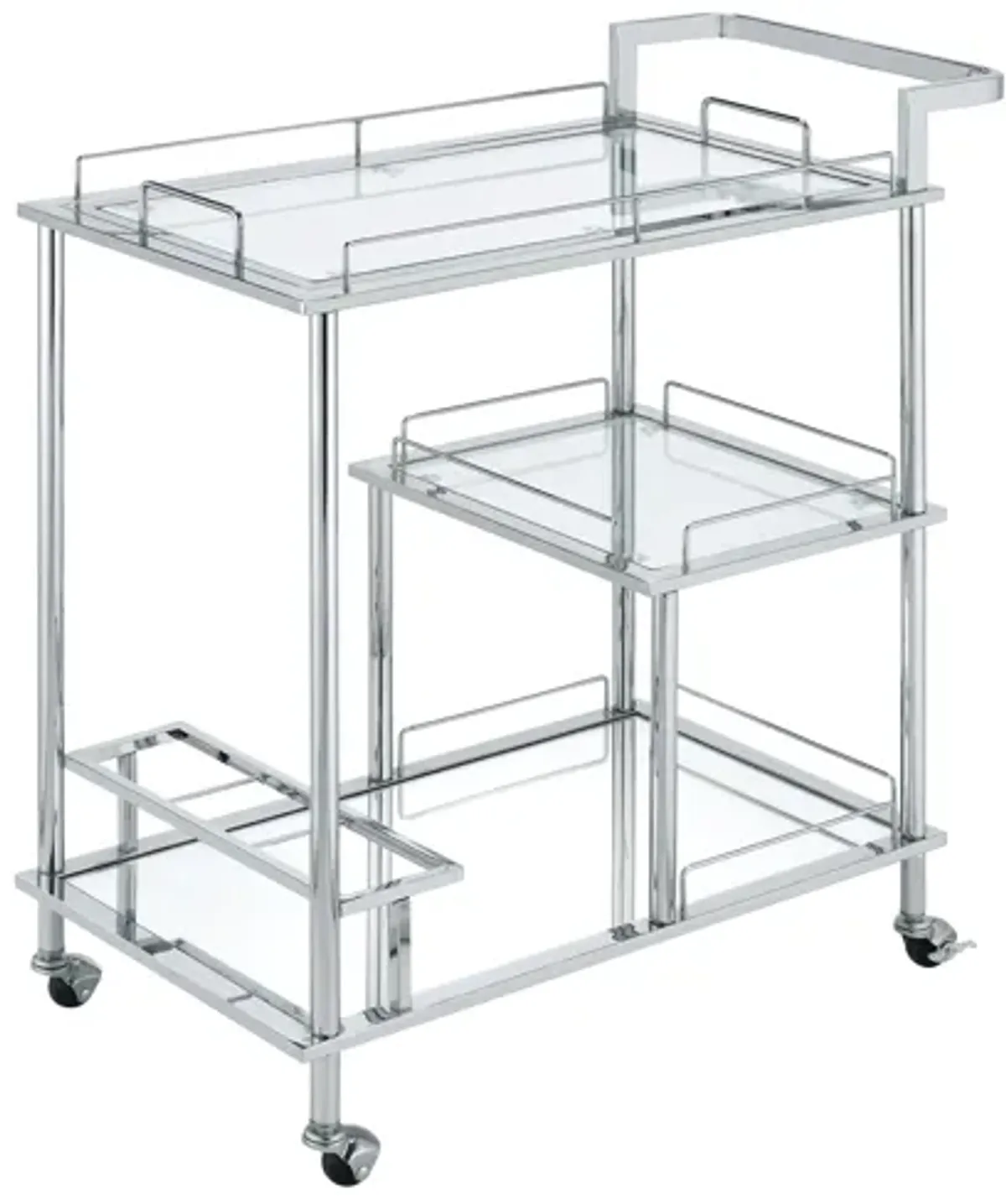 ACME Splinter Serving Cart, Clear Glass & Chrome Finish