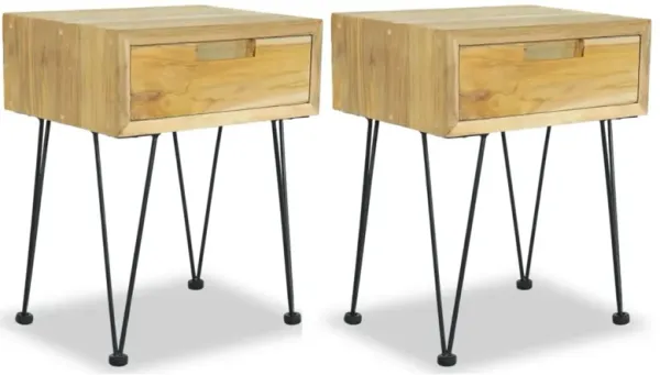 vidaXL Bedside Cabinets 2 pcs 15.7"x11.8"x19.7" Solid Teak