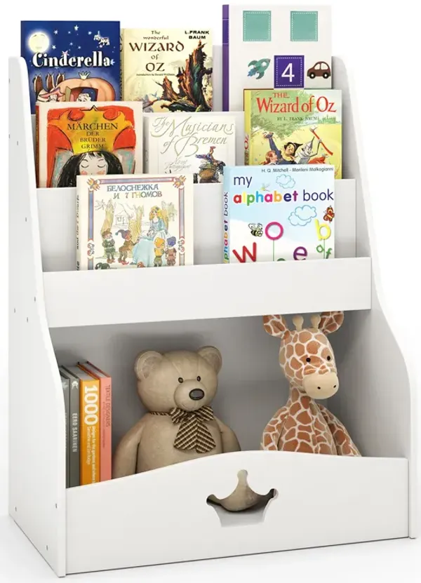 Multi-Tier Toddler Bookshelf – Book Display Rack with Compartment Storage
