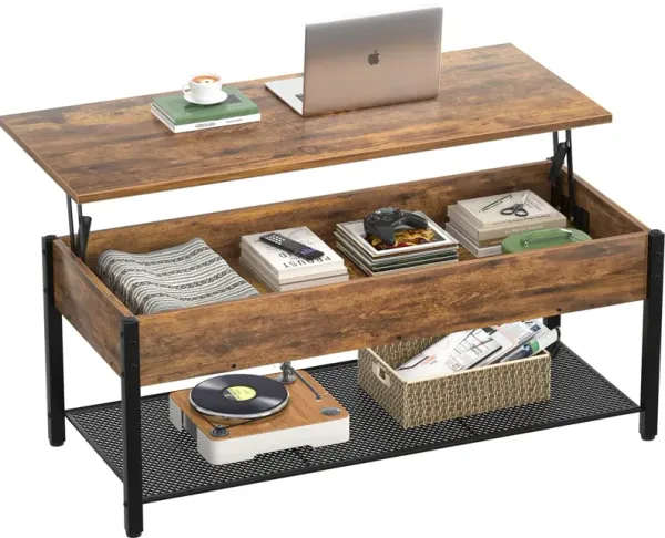 Homieasy Coffee Table, Lift Top Coffee Table with Storage Shelf and Hidden Compartment, Modern Lift Top Table for Living Room, W