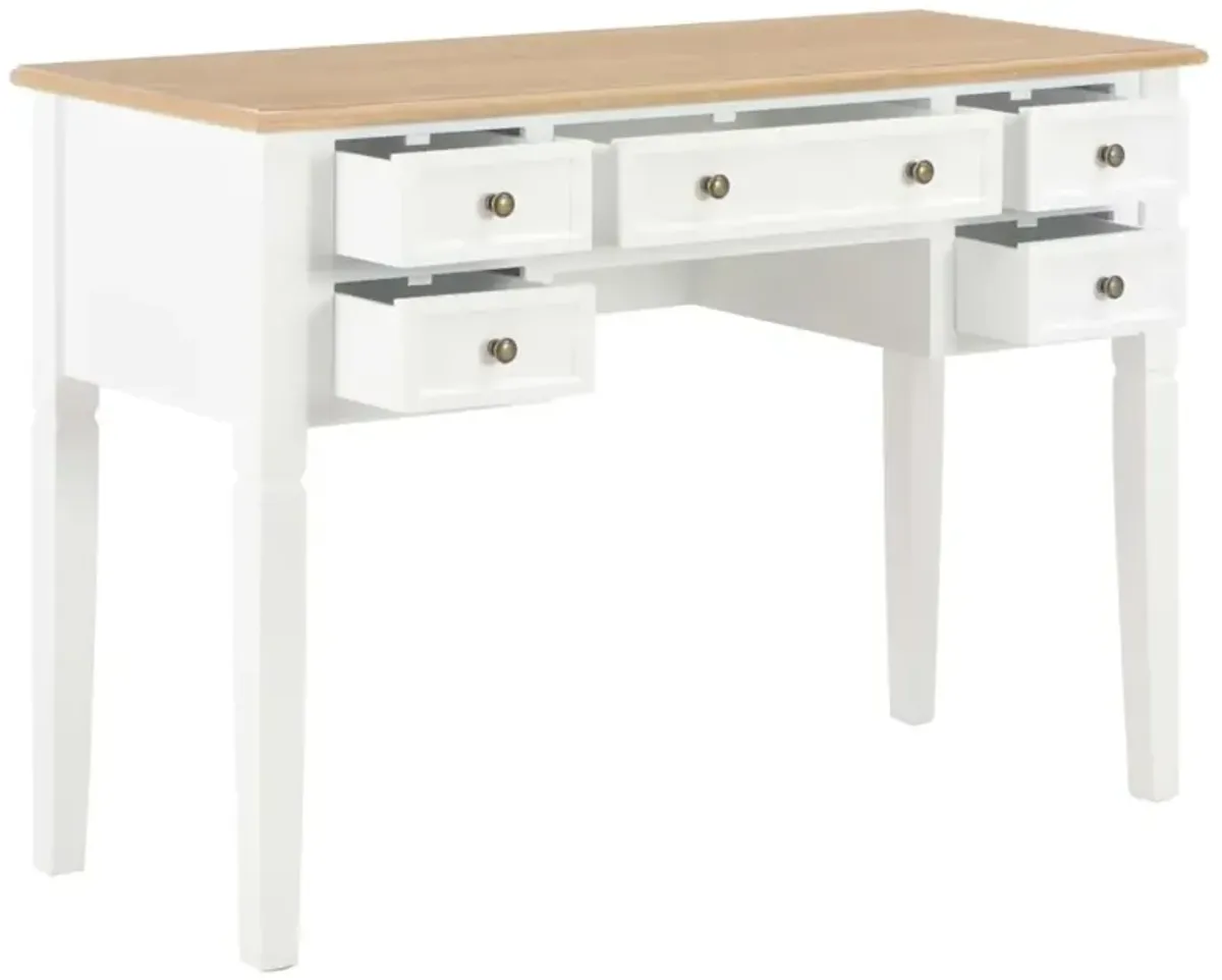 vidaXL Writing Desk White 43.1"x17.7"x30.5" Wood, 280069