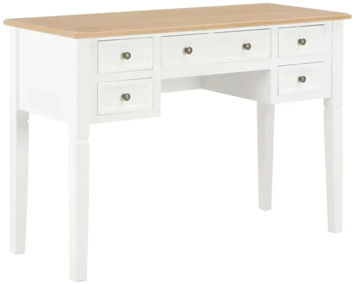 vidaXL Writing Desk White 43.1"x17.7"x30.5" Wood, 280069